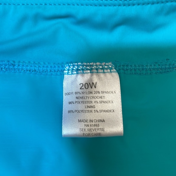 20W Swim Skirt, aqua, attached panty - Picture 6 of 6